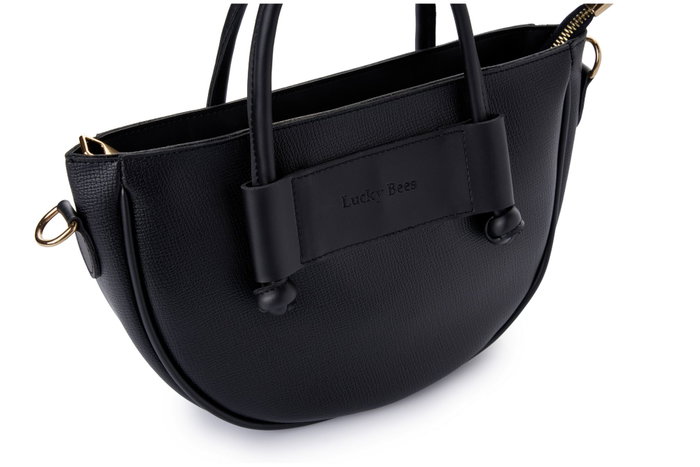 Lucky Bees Elin v2 Bolsa de Hombro Negra Cuero de Polivinilo Elegante y Sofisticada